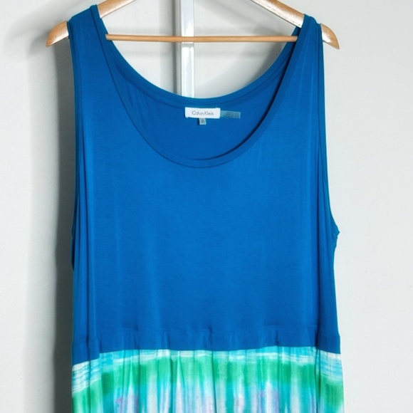 Calvin Klein Plus Size Maxi Dress Tank Dress Stretch Top Tie Dye Skirt Chiffon - Picture 4 of 13